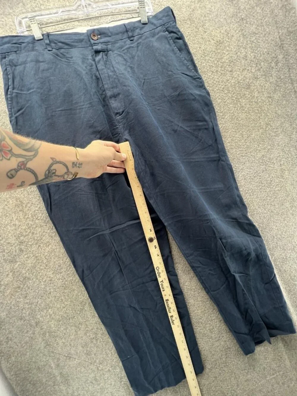 Ralph Lauren Pants Men 36x30 Blue Chino Flat Front Straight  Leg Casual Trouser